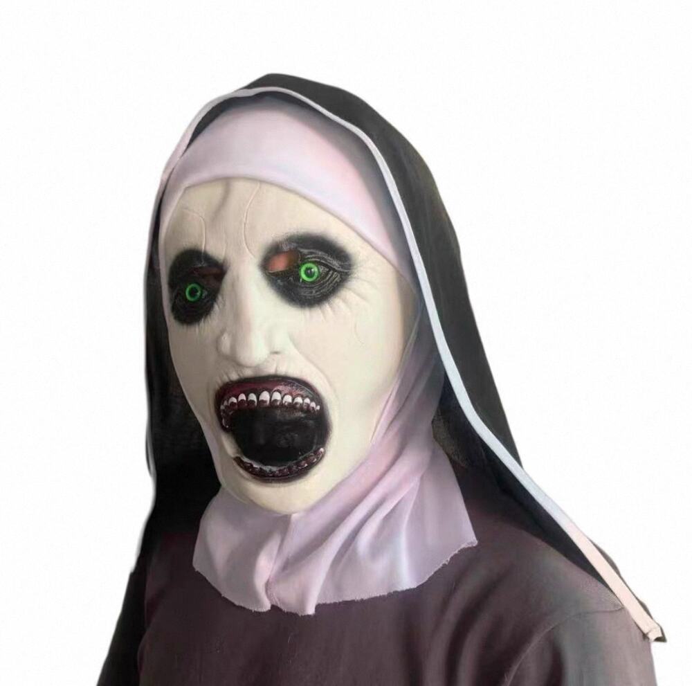 Horror Valak Nun Mask Scary Demon Nun Headgear Halloween Cosplay Costume Prop